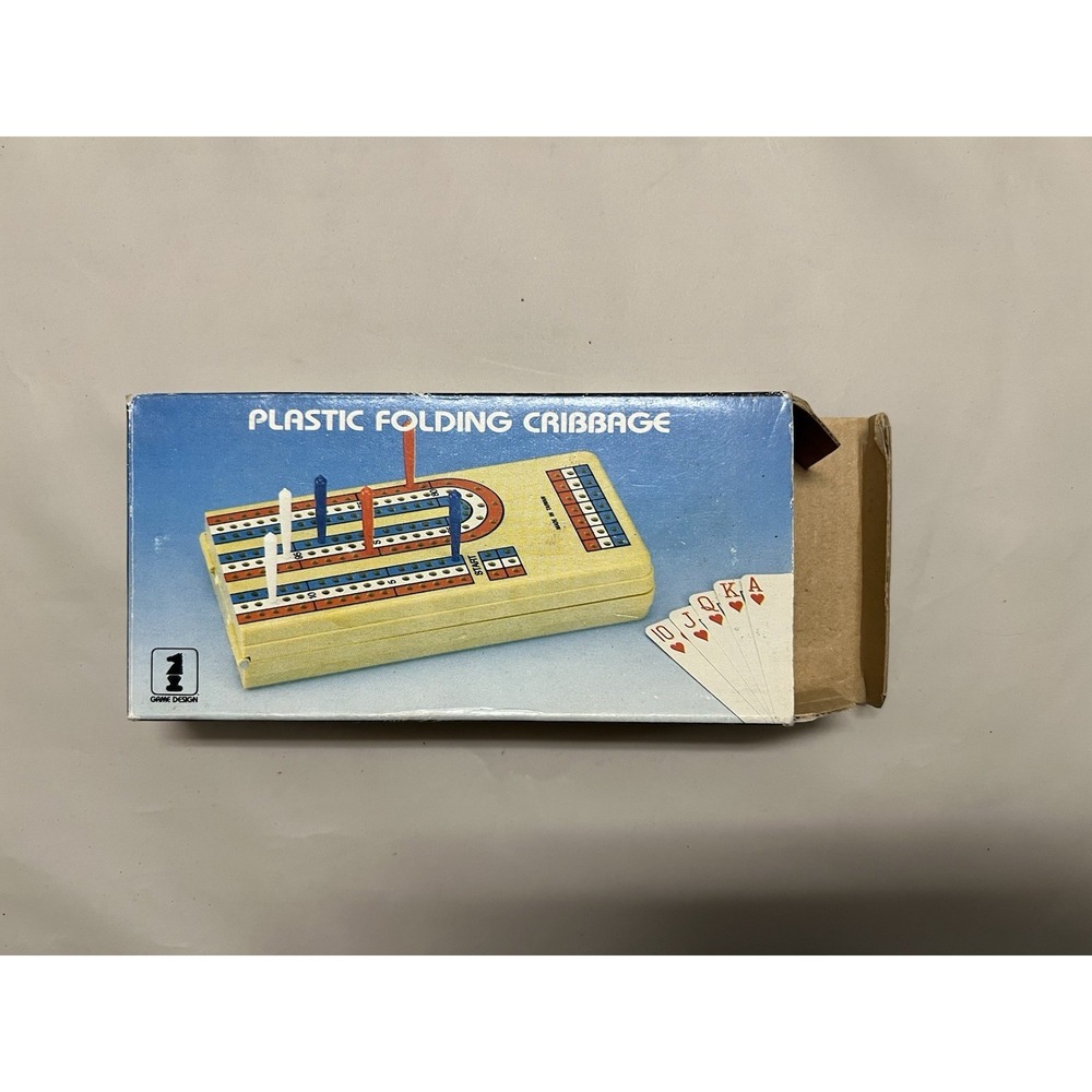 Vintage 1986 Plastic Folding Cribbage Complete Set Taiwan Drybranch Game Design